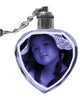 2D Laser Engraved Crystal Heart Keychain with LED Light from your Photograph - 2 People