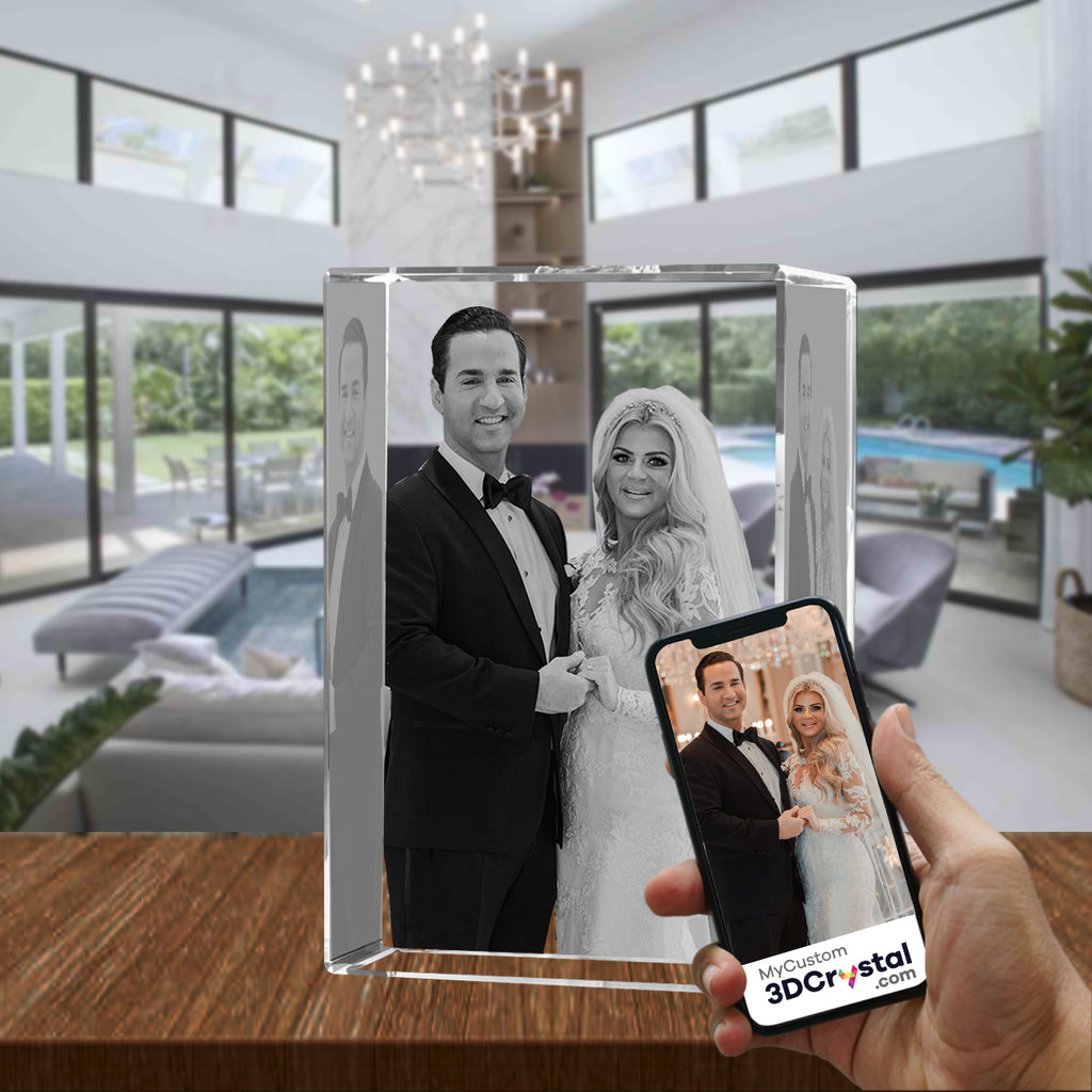 3D Crystal Laser Engraved XXLarge Tower, Laser Engraved with Your Photo, Personalized Photo Gift, 3D Laser Engraved Etched Crystal - 3D Crystal Wedding Collection 3
